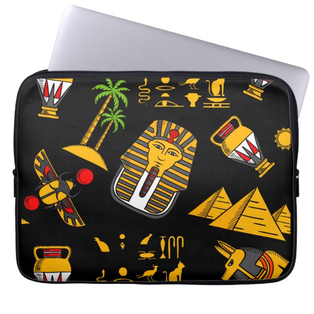 Ancient  Egyptian Hieroglyphic Pattern Background Laptop Sleeve (Front)