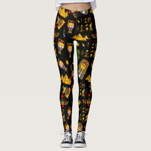 Ancient Egyptian Hieroglyphic Pattern Background Leggings