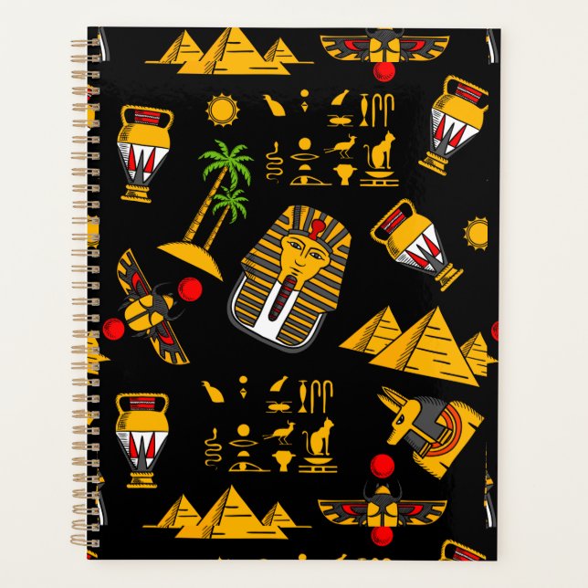 Ancient  Egyptian Hieroglyphic Pattern Background  Planner (Front)