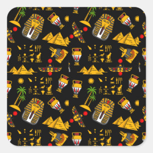 Ancient  Egyptian Hieroglyphic Pattern Background  Square Sticker