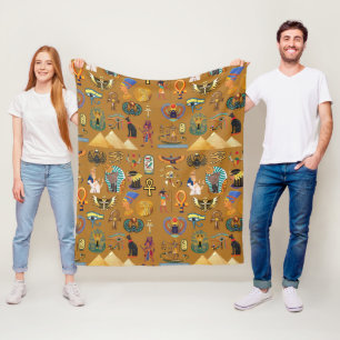 Ancient Egyptian Hieroglyphic -Pattern Hieroglyphi Fleece Blanket