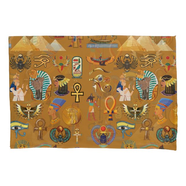 Ancient Egyptian Hieroglyphic -Pattern Hieroglyphi Pillowcase (Front-Left)