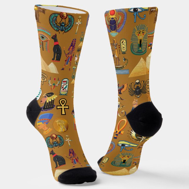 Ancient Egyptian Hieroglyphic -Pattern Hieroglyphi Socks (Angled)