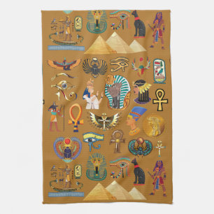Ancient Egyptian Hieroglyphic -Pattern Hieroglyphi Tea Towel