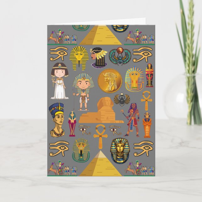 Ancient Egyptian Hieroglyphic -Pattern Pharaoh  Card (Front)