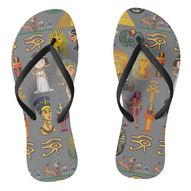 Ancient Egyptian Hieroglyphic -Pattern Pharaoh  Jandals (Footbed)