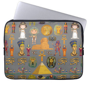 Ancient Egyptian Hieroglyphic -Pattern Pharaoh Laptop Sleeve