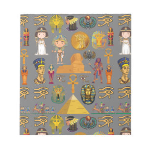 Ancient Egyptian Hieroglyphic -Pattern Pharaoh Notepad