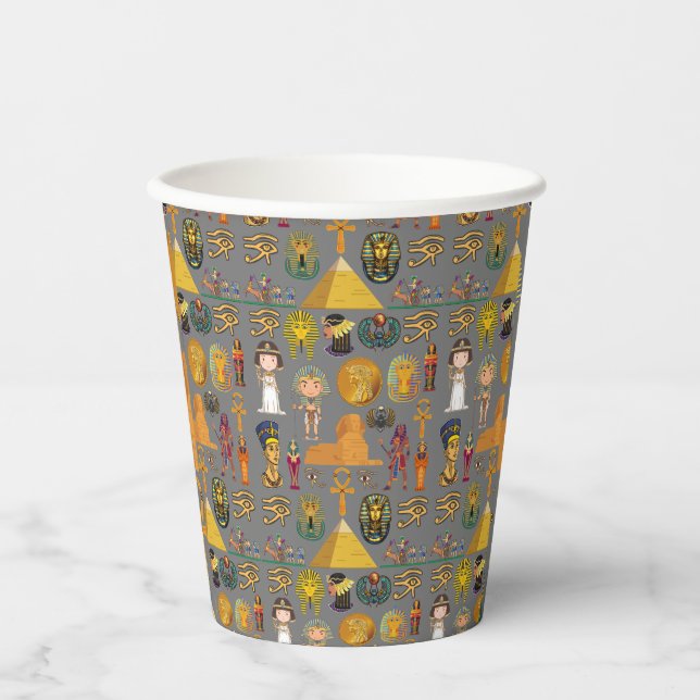 Ancient Egyptian Hieroglyphic -Pattern Pharaoh  Paper Cups (Front)