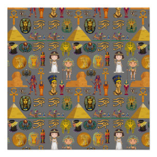 Ancient Egyptian Hieroglyphic -Pattern Pharaoh  Poster