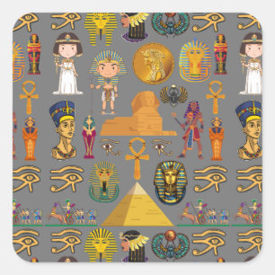 Ancient Egyptian Hieroglyphic -Pattern Pharaoh  Square Sticker