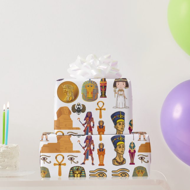 Ancient Egyptian Hieroglyphic -Pattern Pharaoh  Wrapping Paper (Party Gifts)