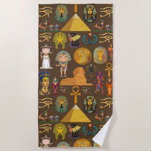 Ancient Egyptian Hieroglyphic -Pattern Symbol Beach Towel