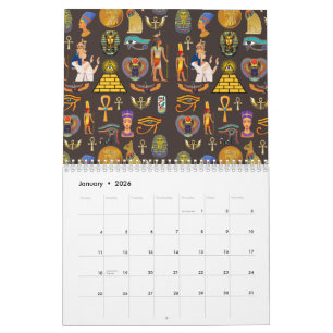 Ancient Egyptian Hieroglyphic Pattern Symbol       Calendar