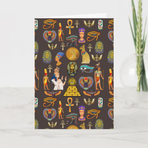 Ancient Egyptian Hieroglyphic Pattern Symbol       Card