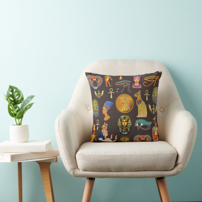 Ancient Egyptian Hieroglyphic Pattern Symbol       Cushion (Chair)