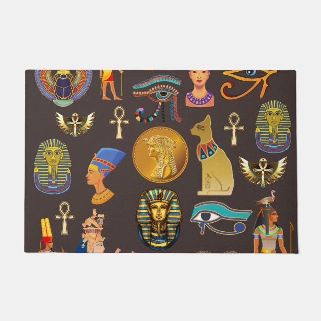 Ancient Egyptian Hieroglyphic Pattern Symbol    Doormat (Front)