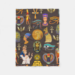Ancient Egyptian Hieroglyphic Pattern Symbol       Fleece Blanket