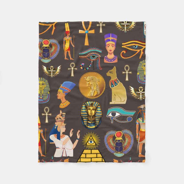 Ancient Egyptian Hieroglyphic Pattern Symbol       Fleece Blanket (Front)
