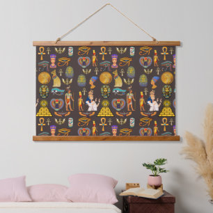 Ancient Egyptian Hieroglyphic Pattern Symbol       Hanging Tapestry