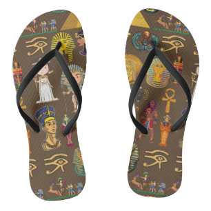 Ancient Egyptian Hieroglyphic -Pattern Symbol Jandals