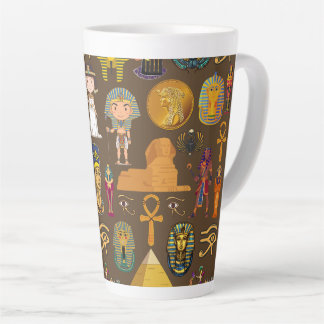 Ancient Egyptian Hieroglyphic -Pattern Symbol  Latte Mug