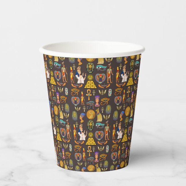 Ancient Egyptian Hieroglyphic Pattern Symbol       Paper Cups (Front)