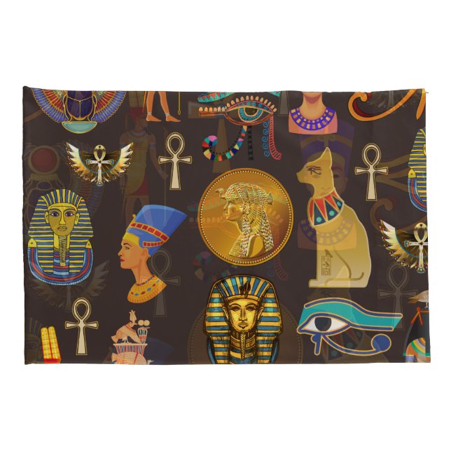 Ancient Egyptian Hieroglyphic Pattern Symbol       Pillowcase (Back-Right)