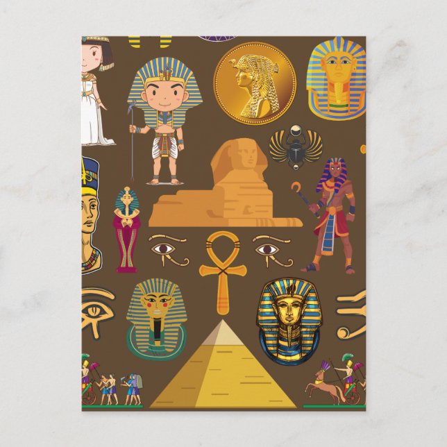 Ancient Egyptian Hieroglyphic -Pattern Symbol  Postcard (Front)