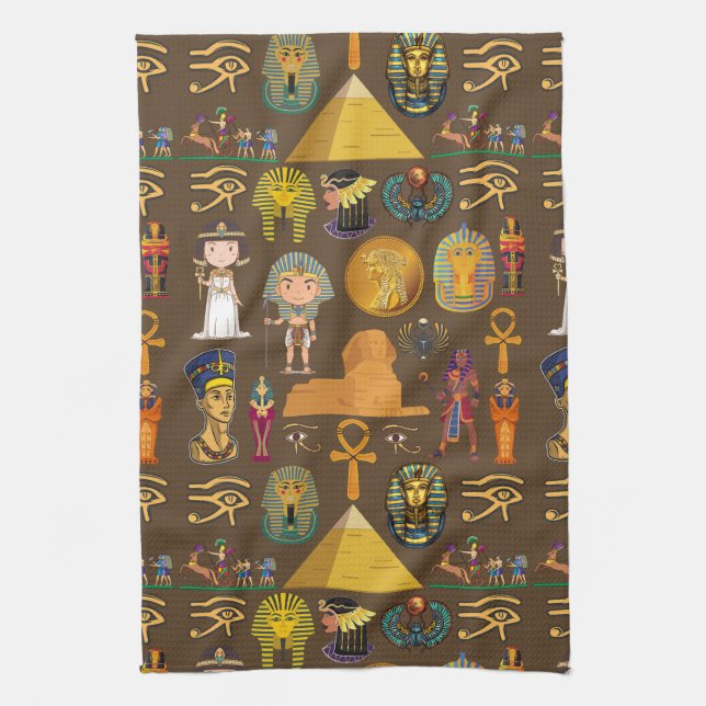 Ancient Egyptian Hieroglyphic -Pattern Symbol  Tea Towel (Vertical)