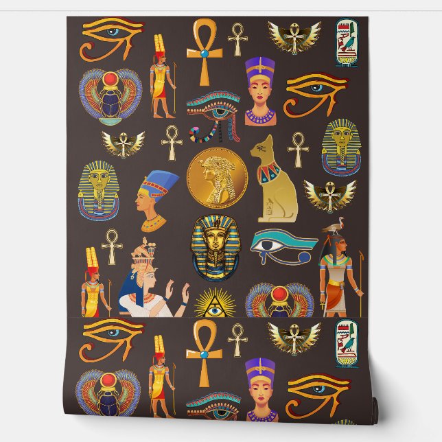 Ancient Egyptian Hieroglyphic Pattern Symbol    Wallpaper (Unrolling)