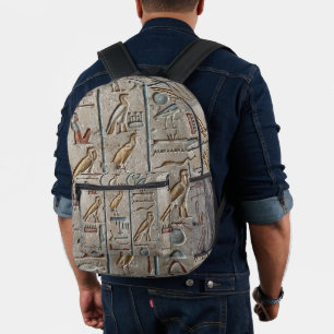 Ancient Egyptian Hieroglyphic Symbol Pharaohs Printed Backpack