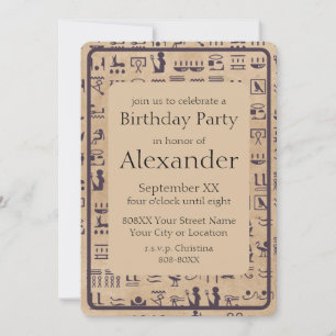 Ancient Egyptian Hieroglyphics Art on Parchment Invitation