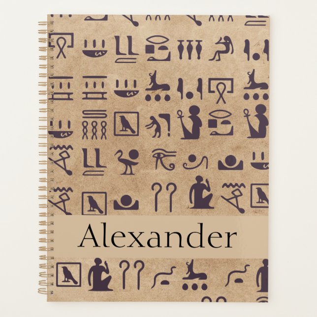 Ancient Egyptian Hieroglyphics Art on Parchment Planner (Front)