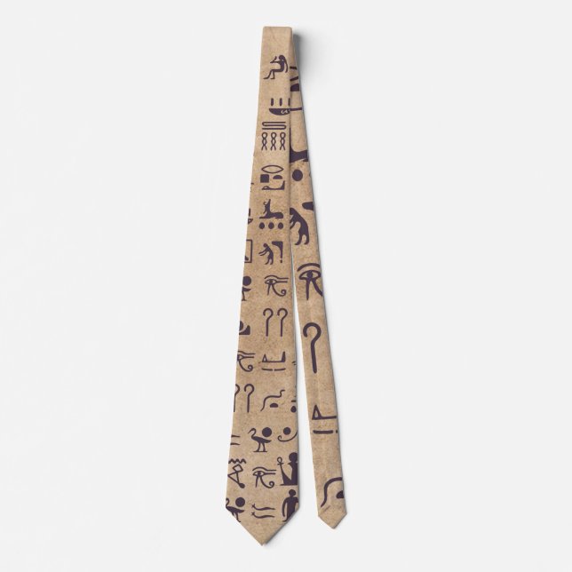 Ancient Egyptian Hieroglyphics Art on Parchment Tie (Front)