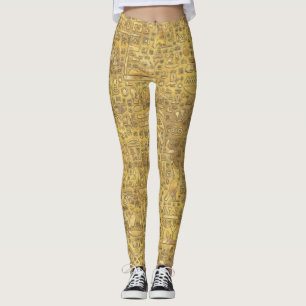 Ancient Egyptian hieroglyphics Gold Leggings