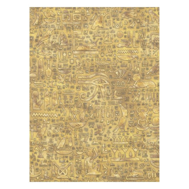Ancient Egyptian hieroglyphics Gold Tablecloth (Front)