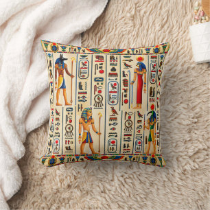 Ancient Egyptian Hieroglyphs and Pharaonic Cushion