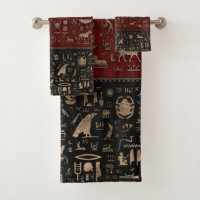 Ancient Egyptian hieroglyphs - Black Red Leather