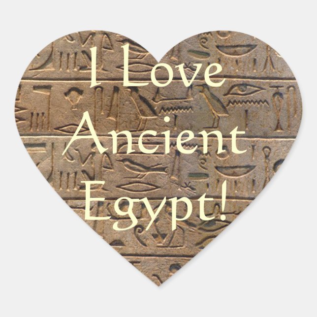 Ancient Egyptian Hieroglyphs Designer Gift Heart Sticker (Front)