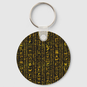 Ancient Egyptian hieroglyphs gold and black colour Key Ring
