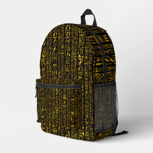 Ancient Egyptian hieroglyphs gold and black colour Printed Backpack