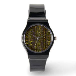 Ancient Egyptian hieroglyphs gold and black colour Watch