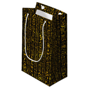 Ancient Egyptian hieroglyphs gold black Small Gift Bag