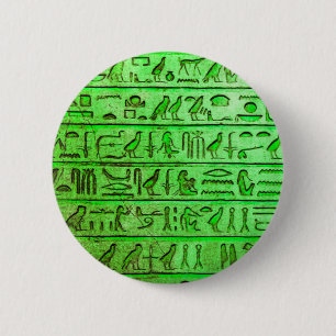 Ancient Egyptian Hieroglyphs Green 6 Cm Round Badge
