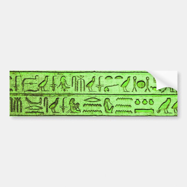 Ancient Egyptian Hieroglyphs Green Bumper Sticker (Front)
