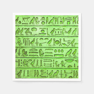 Ancient Egyptian Hieroglyphs Green Napkin