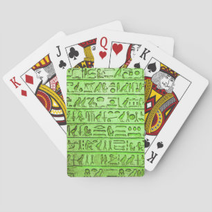 Ancient Egyptian Hieroglyphs Green Playing Cards
