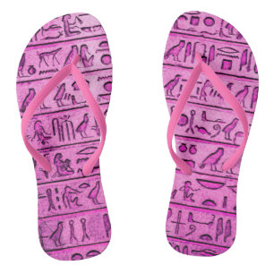 Ancient Egyptian Hieroglyphs Purple Flip Flops