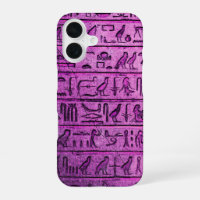 Ancient Egyptian Hieroglyphs Purple iPhone 16 Case